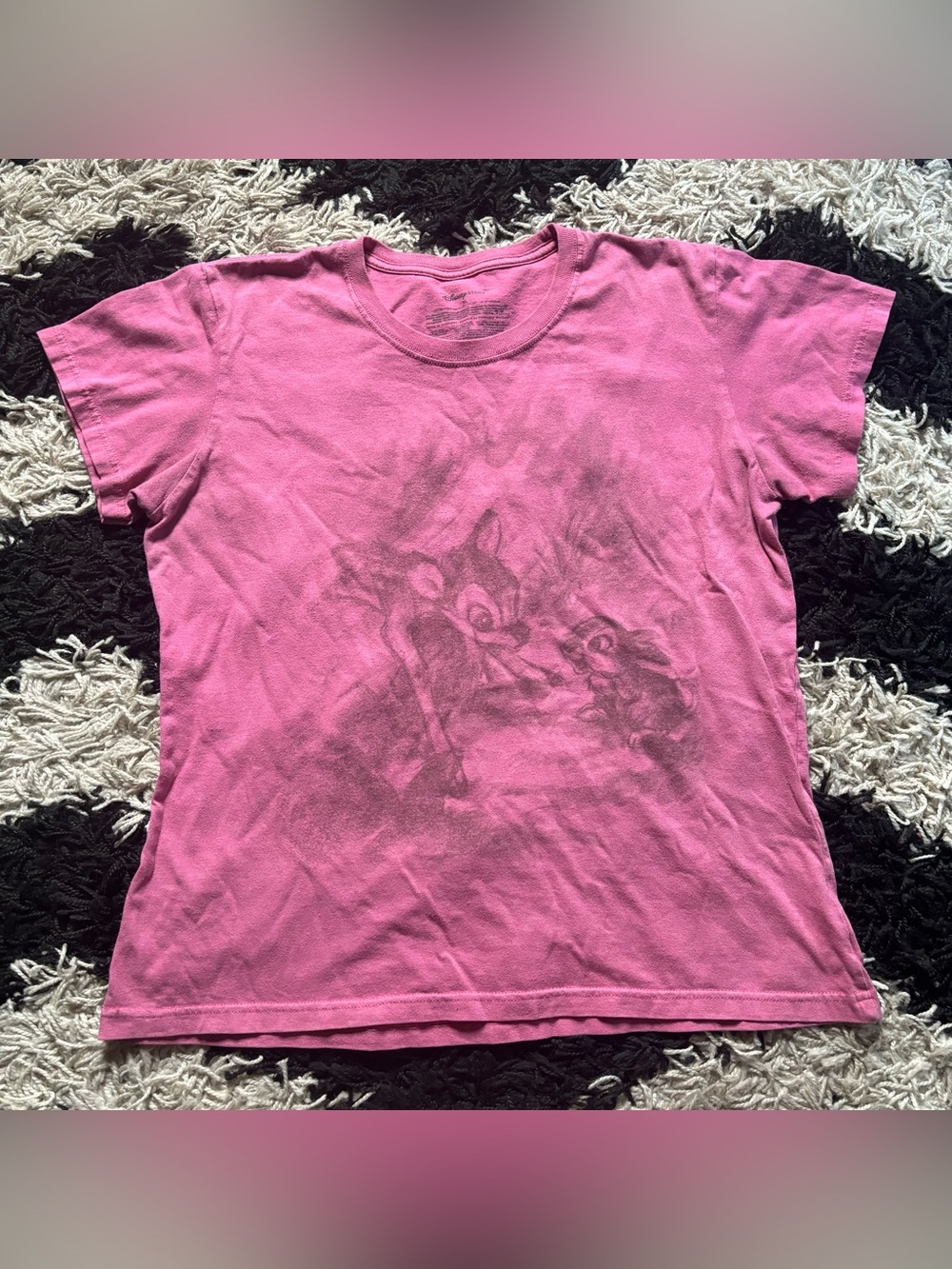 Disney Store Faded Bambi Graphic Pink Short Sleeve Tshirt